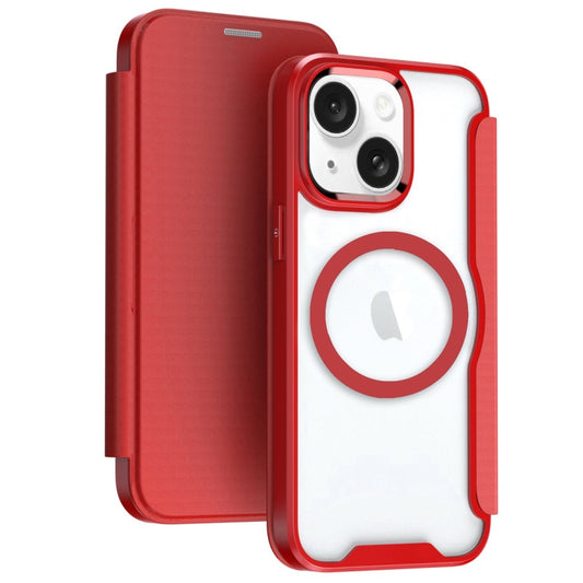 For iPhone 15 RFID Blocking Adsorption Flip MagSafe Leather Phone Case(Red) - iPhone 15 Cases by buy2fix | Online Shopping UK | buy2fix