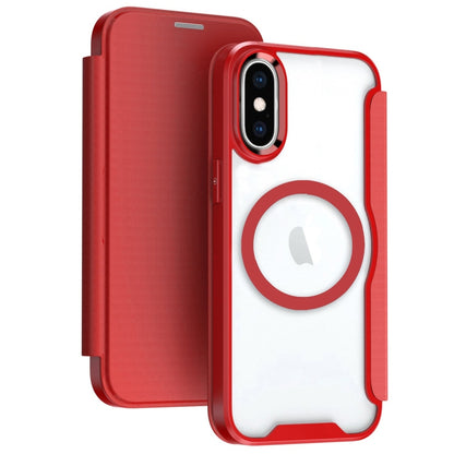 For iPhone XS Max RFID Blocking Adsorption Flip MagSafe Leather Phone Case(Red) by buy2fix