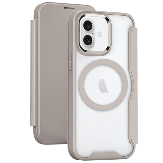 For iPhone 16 Plus RFID Blocking Adsorption Flip MagSafe Leather Phone Case(Khaki) - iPhone 16 Plus Cases by buy2fix | Online Shopping UK | buy2fix
