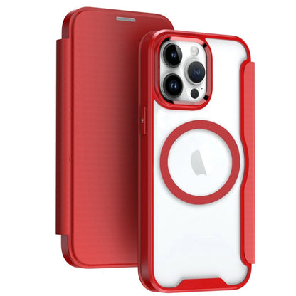 For iPhone 16 Pro Max RFID Blocking Adsorption Flip MagSafe Leather Phone Case(Red) by buy2fix