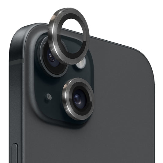 For iPhone 15 / 15 Plus NORTHJO Camera Lens Protector Tempered Glass CD Vein Metal Ring Film(Black) - iPhone 15 Tempered Glass by NORTHJO | Online Shopping UK | buy2fix