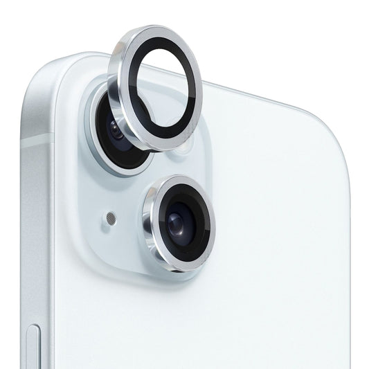 For iPhone 15 / 15 Plus NORTHJO Camera Lens Protector Tempered Glass CD Vein Metal Ring Film(Silver) - iPhone 15 Tempered Glass by NORTHJO | Online Shopping UK | buy2fix