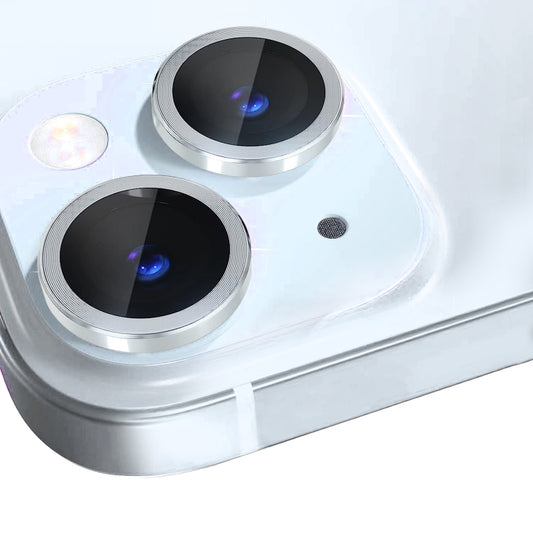 For iPhone 15 / 15 Plus NORTHJO Camera Lens Protector Tempered Glass CD Vein Metal Ring Film(Silver) - iPhone 15 Tempered Glass by NORTHJO | Online Shopping UK | buy2fix