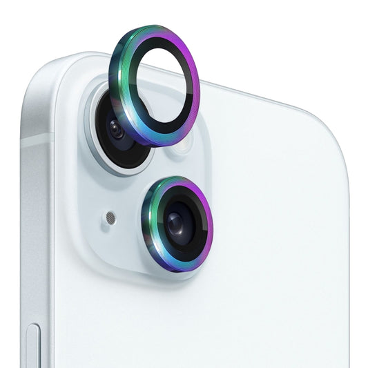 For iPhone 15 / 15 Plus NORTHJO Camera Lens Protector Tempered Glass CD Vein Metal Ring Film(Colorful) - iPhone 15 Tempered Glass by NORTHJO | Online Shopping UK | buy2fix