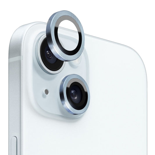 For iPhone 15 / 15 Plus NORTHJO Camera Lens Protector Tempered Glass CD Vein Metal Ring Film(Blue) - iPhone 15 Tempered Glass by NORTHJO | Online Shopping UK | buy2fix