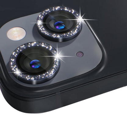 For iPhone 15 / 15 Plus NORTHJO Camera Lens Protector Tempered Glass Bling Glitter Metal Ring Film(Black) - iPhone 15 Tempered Glass by NORTHJO | Online Shopping UK | buy2fix
