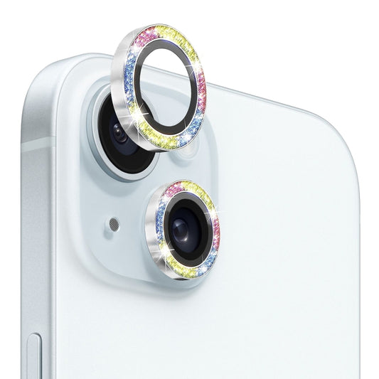 For iPhone 15 / 15 Plus NORTHJO Camera Lens Protector Tempered Glass Bling Glitter Metal Ring Film(Colorful) - iPhone 15 Tempered Glass by NORTHJO | Online Shopping UK | buy2fix