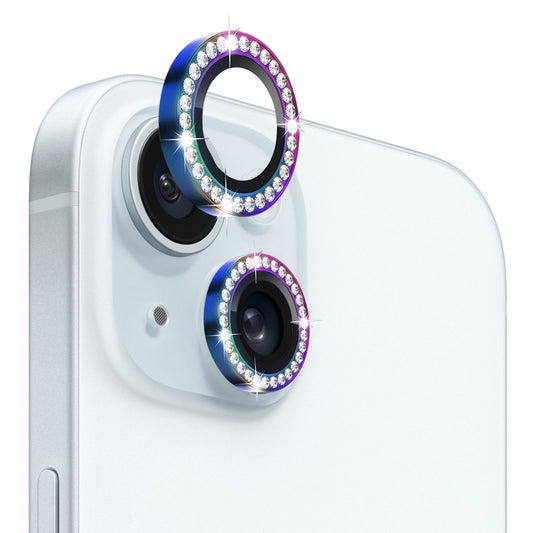 For iPhone 15 / 15 Plus NORTHJO Camera Lens Protector Tempered Glass Metal Rhinestone Ring Film(Colorful) - iPhone 15 Tempered Glass by NORTHJO | Online Shopping UK | buy2fix