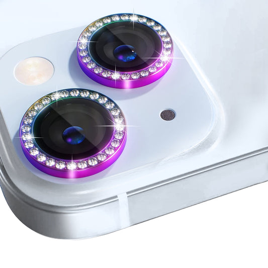 For iPhone 15 / 15 Plus NORTHJO Camera Lens Protector Tempered Glass Metal Rhinestone Ring Film(Colorful) - iPhone 15 Tempered Glass by NORTHJO | Online Shopping UK | buy2fix