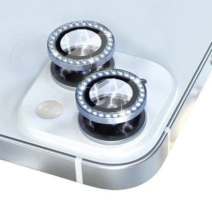 For iPhone 15 / 15 Plus NORTHJO Camera Lens Protector Tempered Glass Metal Rhinestone Ring Film(Blue) - iPhone 15 Tempered Glass by NORTHJO | Online Shopping UK | buy2fix