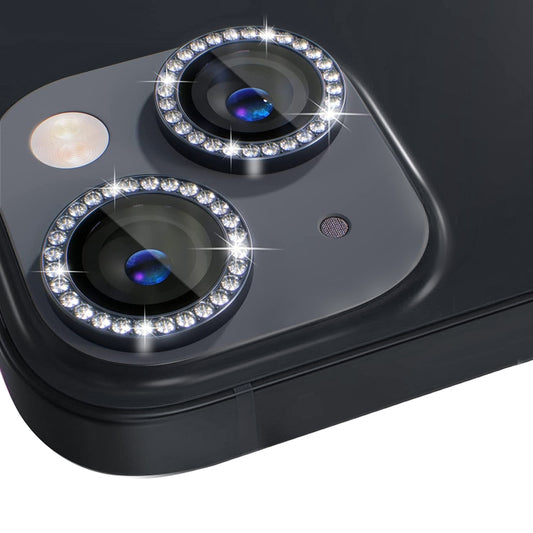 For iPhone 15 / 15 Plus NORTHJO Camera Lens Protector Tempered Glass Metal Rhinestone Ring Film(Graphite) - iPhone 15 Tempered Glass by NORTHJO | Online Shopping UK | buy2fix