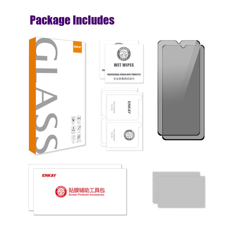 For Xiaomi Poco C51 4G / C50 4G 2pcs ENKAY Hat-Prince 28 Degree Anti-peeping Privacy Silk Screen Tempered Glass Film -  by ENKAY | Online Shopping UK | buy2fix