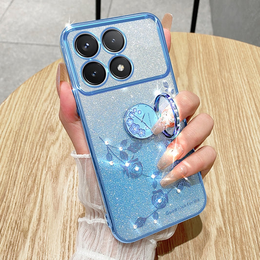 For Xiaomi Redmi K70 Gradient Glitter Immortal Flower Ring All-inclusive Phone Case(Blue) - Xiaomi Cases by buy2fix | Online Shopping UK | buy2fix