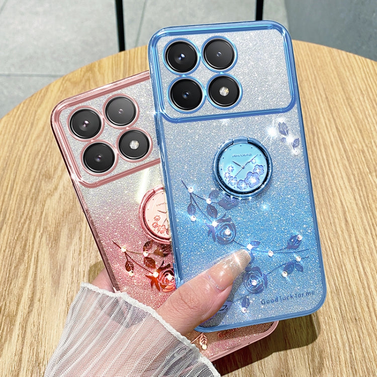 For Xiaomi Redmi K70 Gradient Glitter Immortal Flower Ring All-inclusive Phone Case(Blue) - Xiaomi Cases by buy2fix | Online Shopping UK | buy2fix