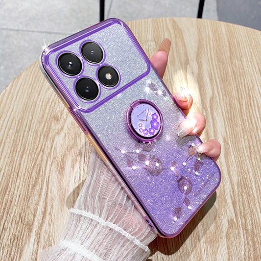 For Xiaomi Redmi K70 Gradient Glitter Immortal Flower Ring All-inclusive Phone Case(Purple) - Xiaomi Cases by buy2fix | Online Shopping UK | buy2fix