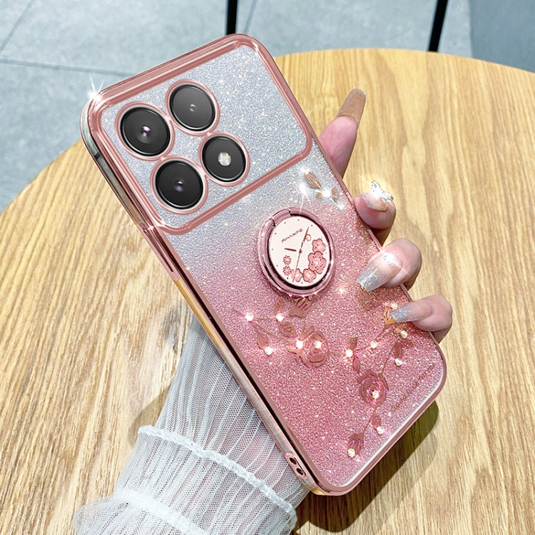 For Xiaomi Redmi K70 Gradient Glitter Immortal Flower Ring All-inclusive Phone Case(Pink) - Xiaomi Cases by buy2fix | Online Shopping UK | buy2fix