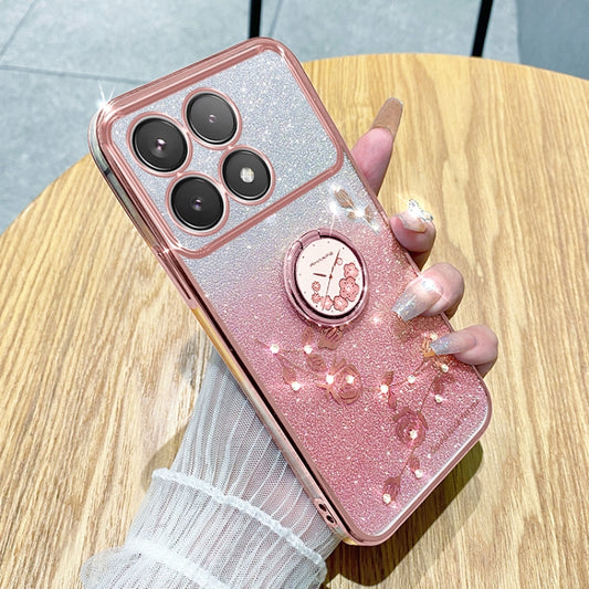 For Xiaomi Redmi K70 Gradient Glitter Immortal Flower Ring All-inclusive Phone Case(Pink) - Xiaomi Cases by buy2fix | Online Shopping UK | buy2fix