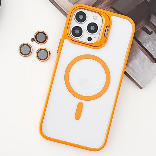 For iPhone 12 Pro Max MagSafe Acrylic Hybrid TPU Holder Phone Case with Lens film(Orange) by buy2fix