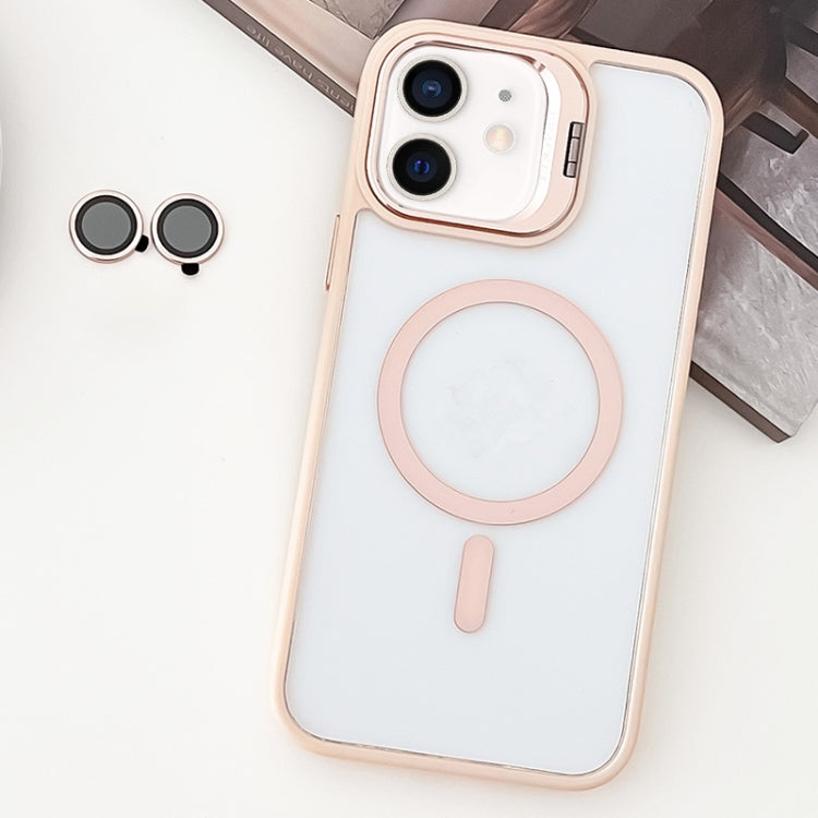 For iPhone 11 MagSafe Acrylic Hybrid TPU Holder Phone Case with Lens film(Pink) by buy2fix