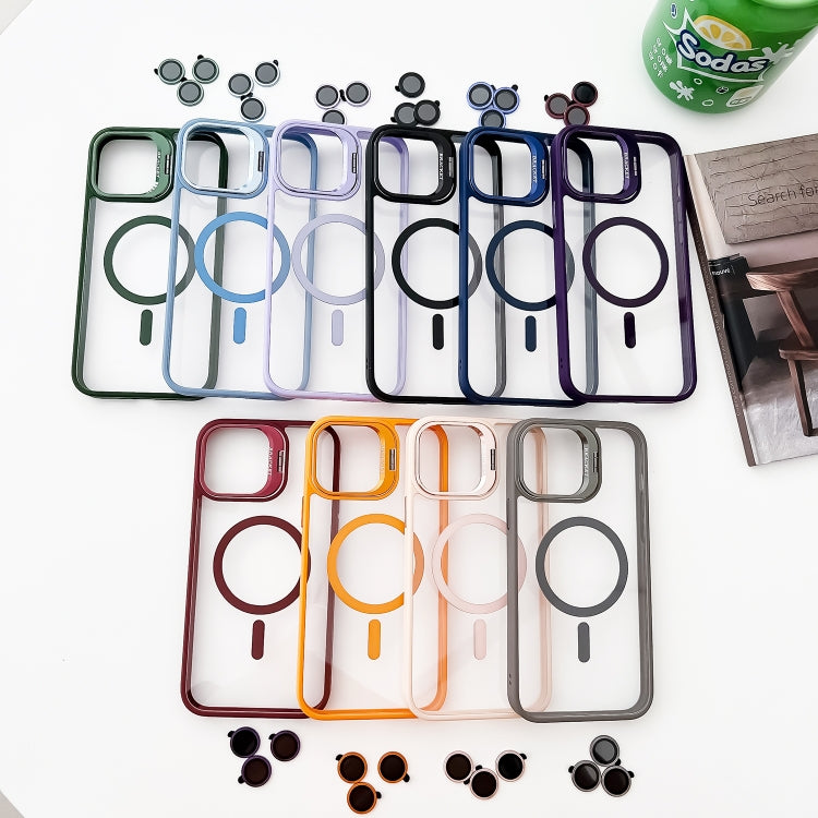 For iPhone 11 MagSafe Acrylic Hybrid TPU Holder Phone Case with Lens film(Deep Blue) by buy2fix