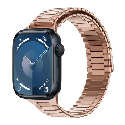 For Apple Watch Series 9 45mm Bamboo Magnetic Stainless Steel Metal Watch Strap(Rose Gold) by buy2fix