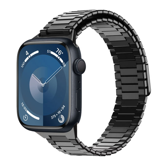 For Apple Watch Series 9 41mm Bamboo Magnetic Stainless Steel Metal Watch Strap(Black) by buy2fix