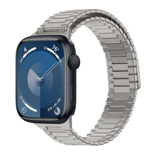 For Apple Watch Series 9 41mm Bamboo Magnetic Stainless Steel Metal Watch Strap(Titanium Color) by buy2fix