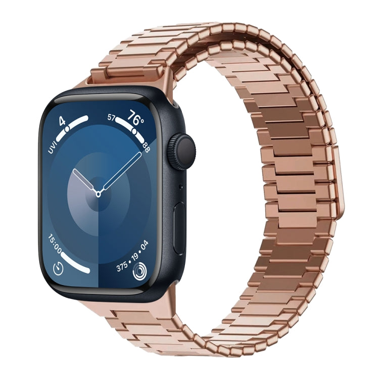 For Apple Watch Series 9 41mm Bamboo Magnetic Stainless Steel Metal Watch Strap(Rose Gold) by buy2fix