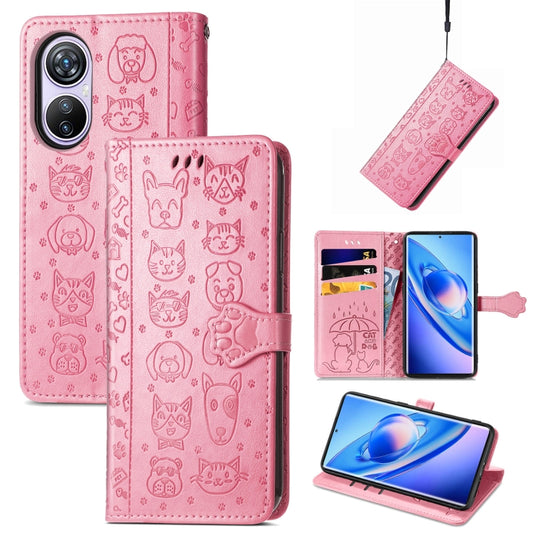 For Blackview A200 Pro Cat and Dog Embossed Leather Phone Case(Pink) - More Brand by buy2fix | Online Shopping UK | buy2fix