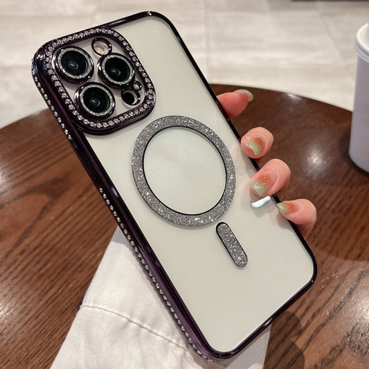 For iPhone 15 Pro Diamond Plated MagSafe TPU Phone Case(Purple) - iPhone 15 Pro Cases by buy2fix | Online Shopping UK | buy2fix