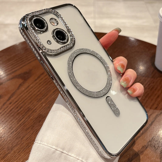For iPhone 15 Diamond Plated MagSafe TPU Phone Case(Silver) - iPhone 15 Cases by buy2fix | Online Shopping UK | buy2fix