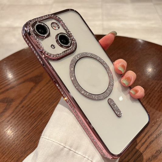 For iPhone 14 Diamond Plated MagSafe TPU Phone Case(Pink) by buy2fix