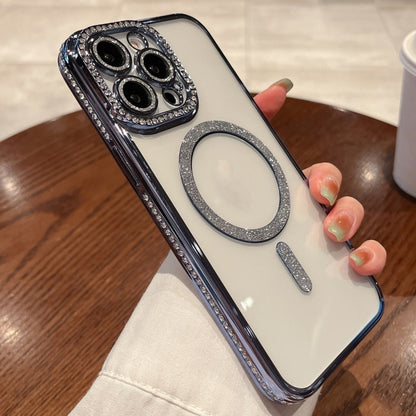 For iPhone 12 Pro Diamond Plated MagSafe TPU Phone Case(Blue) by buy2fix