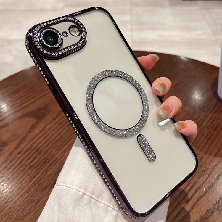 For iPhone 16e Diamond Plated MagSafe TPU Phone Case(Purple) - iPhone 16e Cases by buy2fix | Online Shopping UK | buy2fix