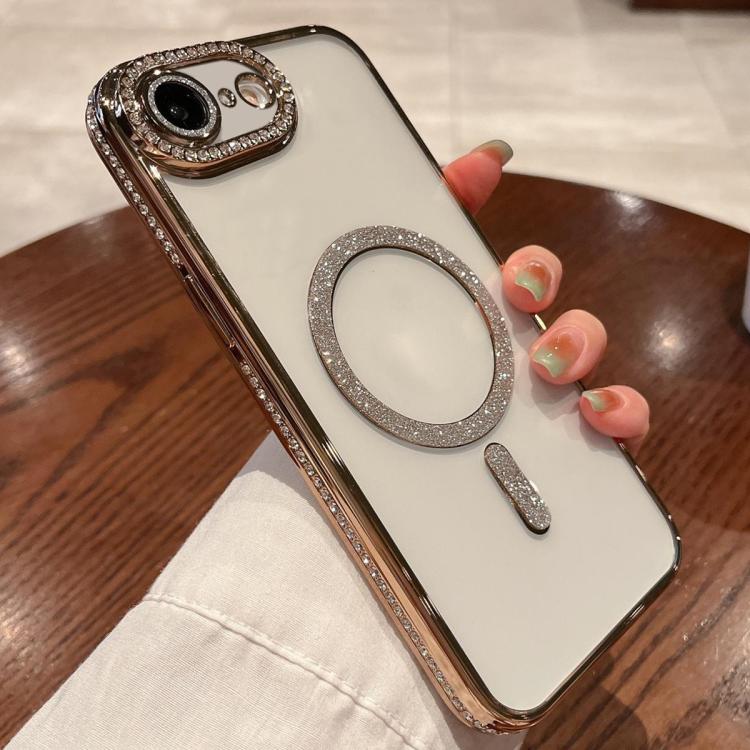 For iPhone 16e Diamond Plated MagSafe TPU Phone Case(Gold) - iPhone 16e Cases by buy2fix | Online Shopping UK | buy2fix