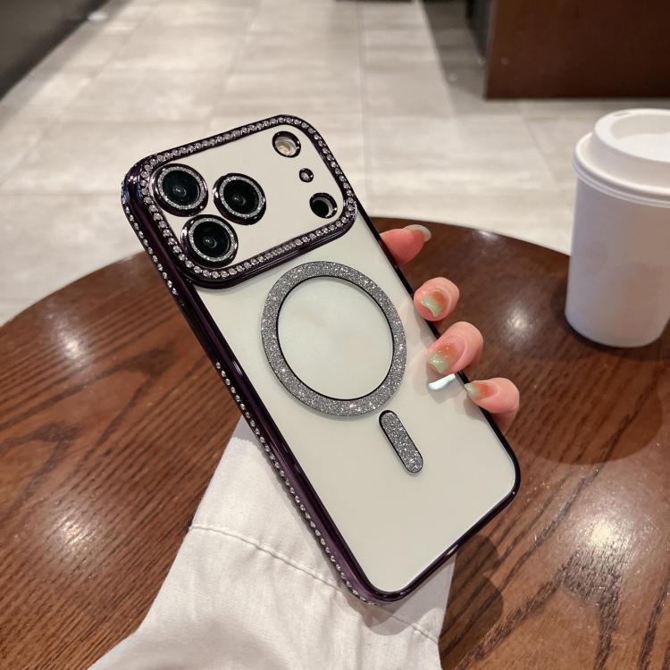 For iPhone 17 Pro Max Diamond Plated MagSafe TPU Phone Case(Purple) - iPhone 17 Pro Max Cases by buy2fix | Online Shopping UK | buy2fix