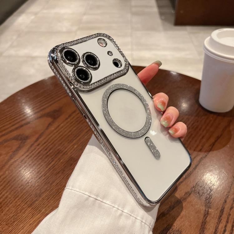 For iPhone 17 Pro Max Diamond Plated MagSafe TPU Phone Case(Silver) - iPhone 17 Pro Max Cases by buy2fix | Online Shopping UK | buy2fix