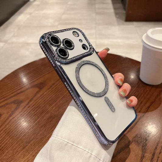 For iPhone 17 Pro Max Diamond Plated MagSafe TPU Phone Case(Blue) - iPhone 17 Pro Max Cases by buy2fix | Online Shopping UK | buy2fix