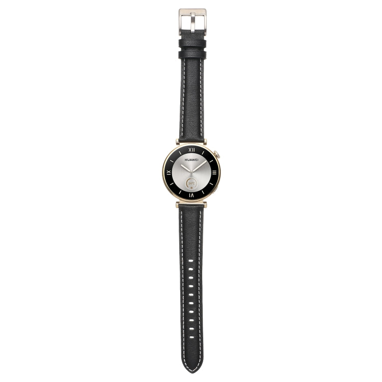 For Huawei Watch GT4 41mm 18mm Thread Pin Buckle Leather Watch Band(Black) by buy2fix