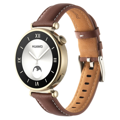 For Huawei Watch GT4 41mm 18mm Thread Pin Buckle Leather Watch Band(Dark Brown) by buy2fix