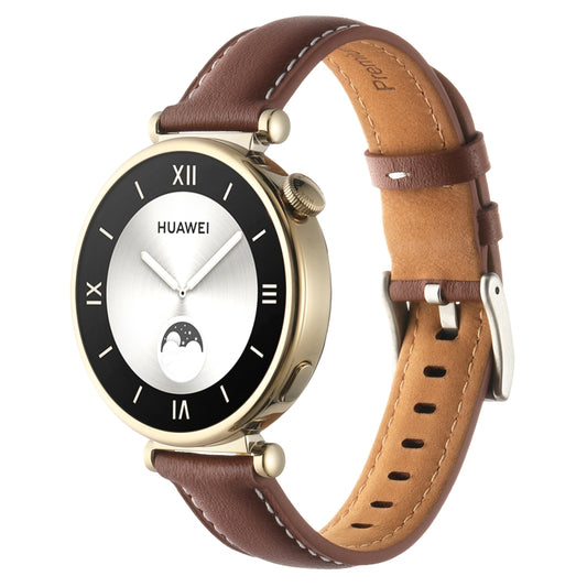For Huawei Watch GT4 41mm 18mm Thread Pin Buckle Leather Watch Band(Dark Brown) by buy2fix