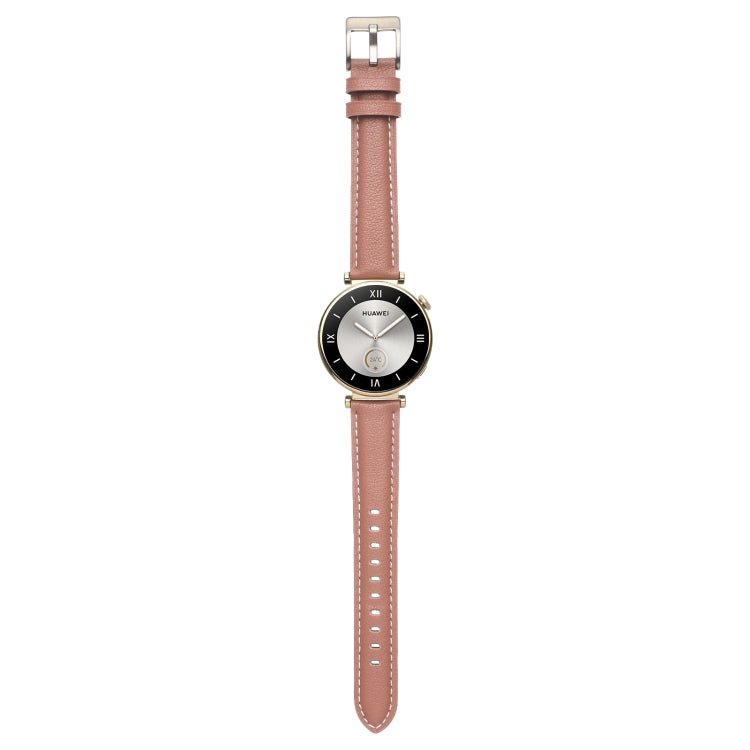 For Huawei Watch GT4 41mm 18mm Thread Pin Buckle Leather Watch Band(Pink) by buy2fix
