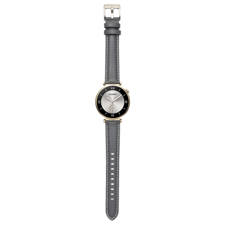 For Huawei Watch GT4 41mm 18mm Thread Pin Buckle Leather Watch Band(Grey) by buy2fix