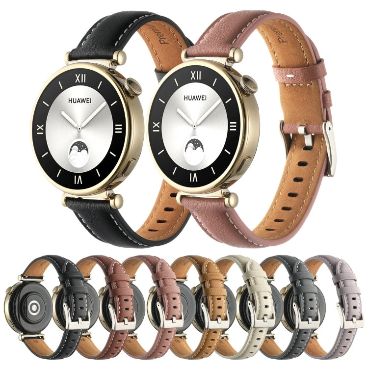 For Huawei Watch GT4 41mm 18mm Thread Pin Buckle Leather Watch Band(Grey) by buy2fix