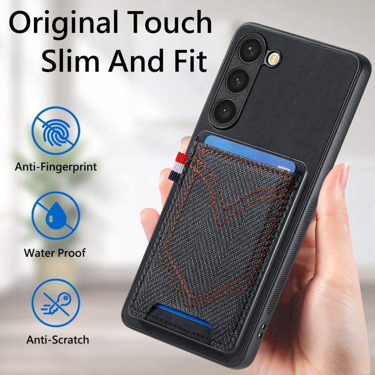 For Samsung Galaxy S25 5G Denim Texture Leather Skin Phone Case with Card Slot(Black) by buy2fix