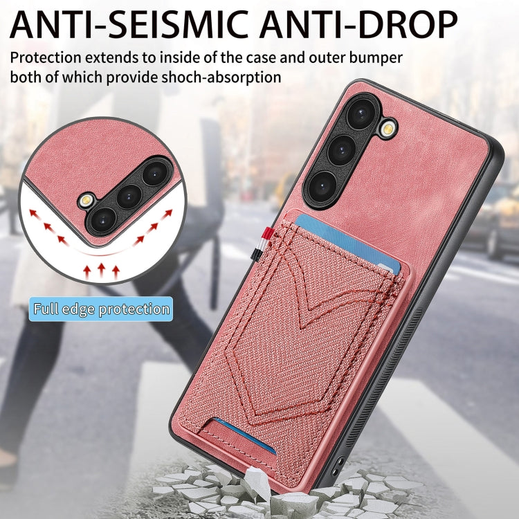 For Samsung Galaxy S25 5G Denim Texture Leather Skin Phone Case with Card Slot(Pink) by buy2fix