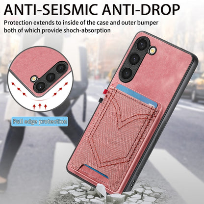 For Samsung Galaxy S25 5G Denim Texture Leather Skin Phone Case with Card Slot(Pink) by buy2fix