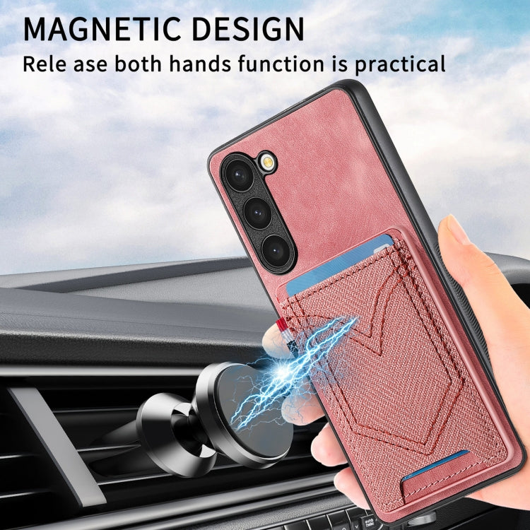 For Samsung Galaxy S25 5G Denim Texture Leather Skin Phone Case with Card Slot(Pink) by buy2fix