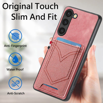 For Samsung Galaxy S25 5G Denim Texture Leather Skin Phone Case with Card Slot(Pink) by buy2fix