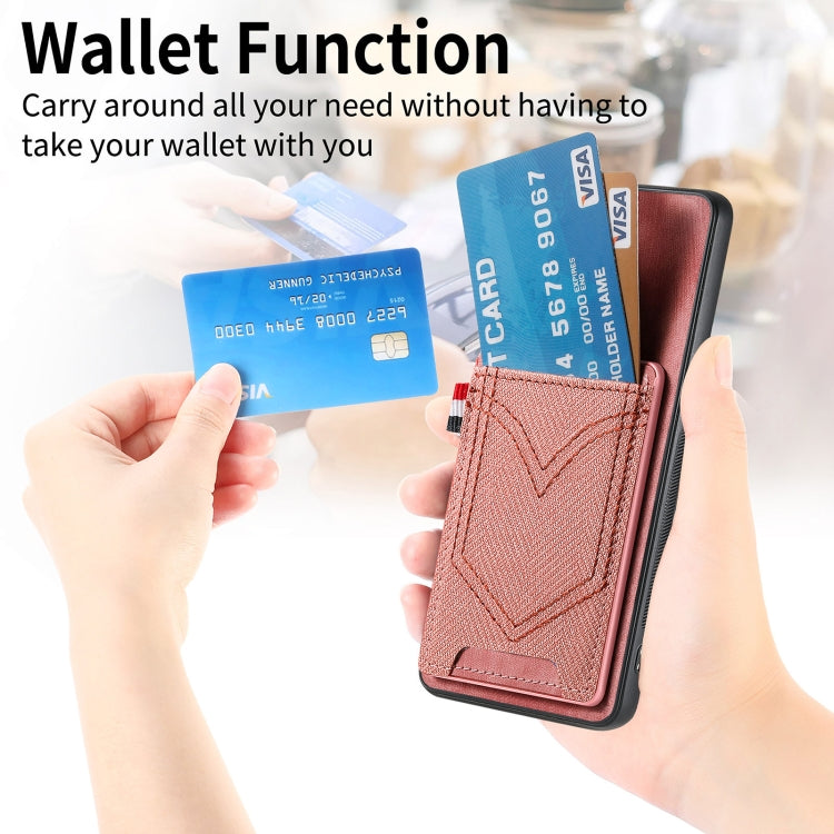 For Samsung Galaxy S25 5G Denim Texture Leather Skin Phone Case with Card Slot(Pink) by buy2fix